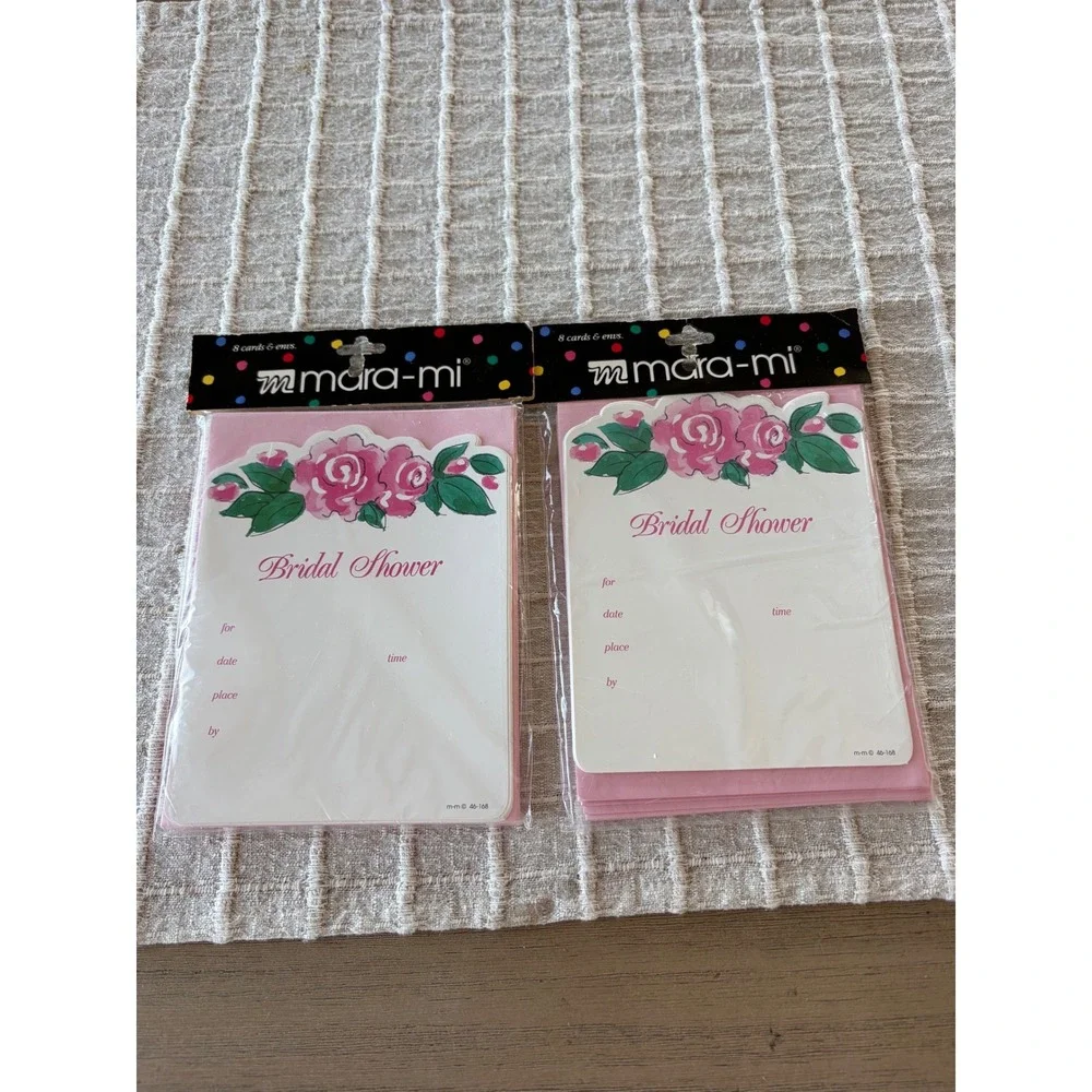 Lot of two 8 pack card and envelopes vintage floral bridal invitations Mara-mi